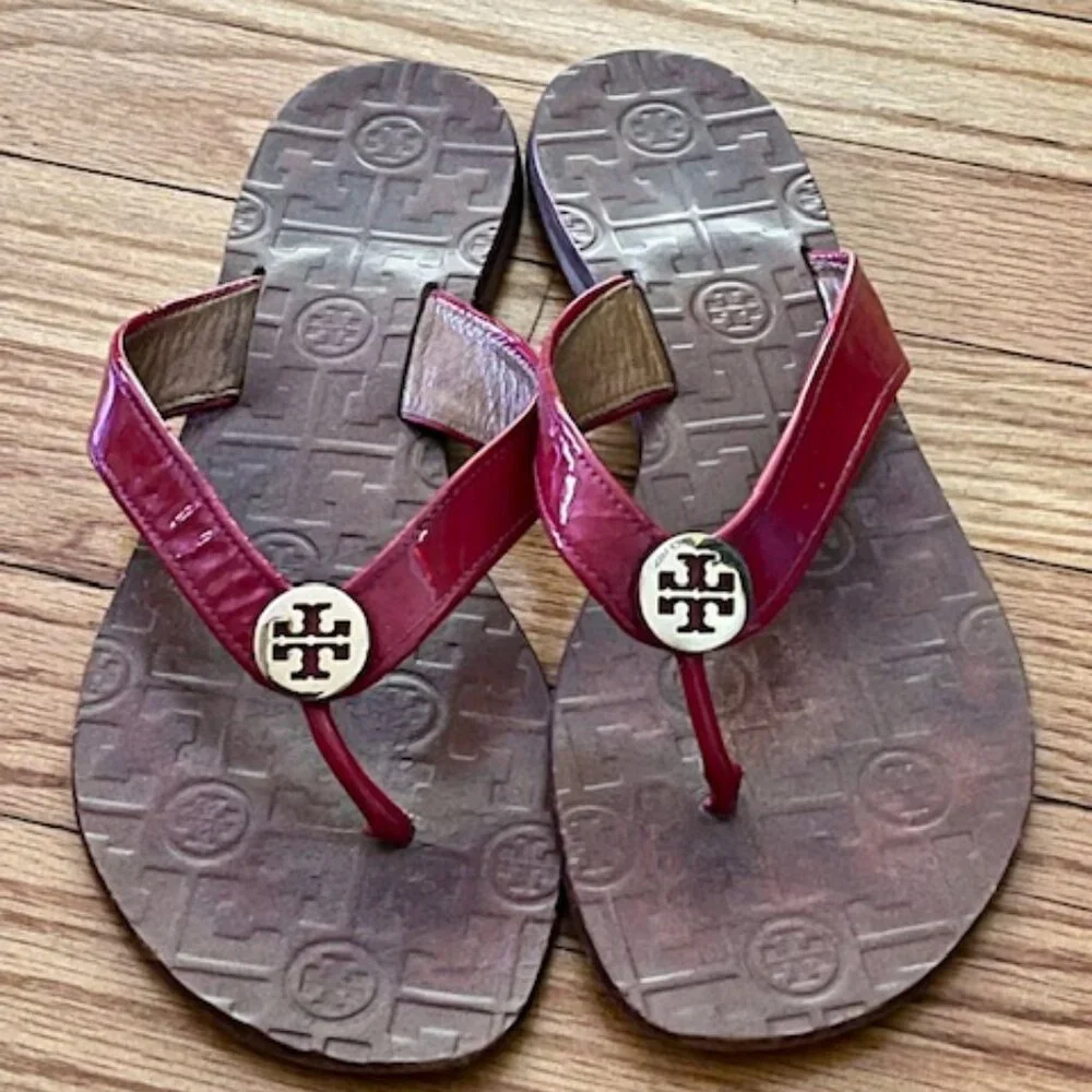 TORY BURCH red patent  THORA sandals,  size 9